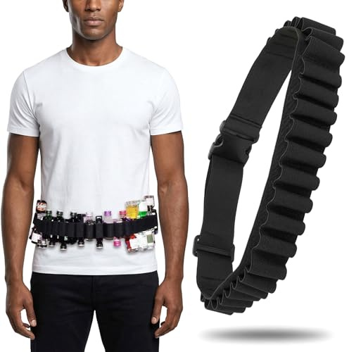 GWEOR Ceinture Porte-Shot Noire Réglable (105-125cm) – L'Accessoire Indispensable pour Festivals, Soirées et EVG/EVJF – Holster Pratique pour Verres à Shot