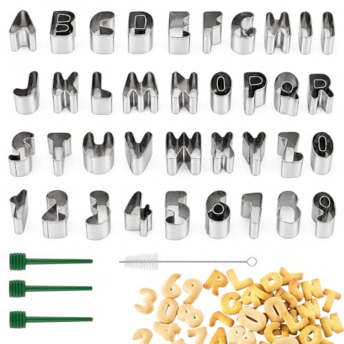 41 piezas Letras Moldes de Acero Inoxidable Cortador de galletas Cortador de galletas Cortador de galletas para galletas, fondant, pasta, decoración de tartas