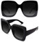 GQUEEN Übergroße Sonnenbrille Damen Retro Vintage Quadratische UV400