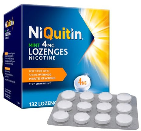 NiQuitin Mint, Effective Smoking Craving Relief, Long-Lasting Effect, Reduce and Quit Smoking Aid, 4 mg Lozenges, 132 Count