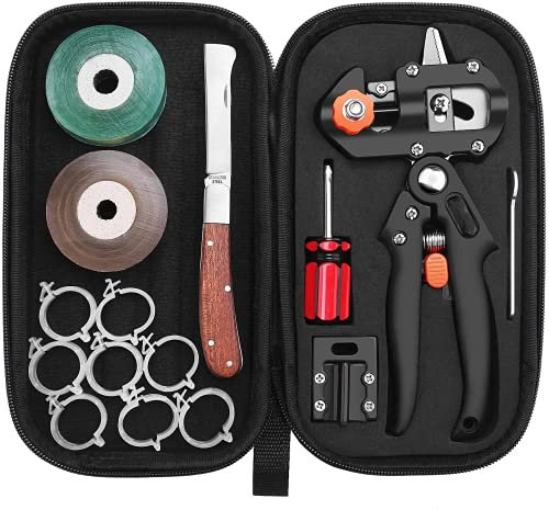 NRANSON Jardin Greffage Outil, Multifonctionnel Élagage Ciseaux Kit, V-Greffe/U-Greffe/Oméga-Greffe des Semis pour Arbres Fruitiers Greffage Ensemble, Y Compris Greffage Bandes