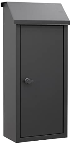 ARREGUI Panera SP008NG-P Buzón Exterior Grance para Pan, Buzón de Correo de Acero para Barras de Pan y Periódicos, Panera Exterior, Gran Capacidad, Sin Llave, Apertura de Pomo, Negro
