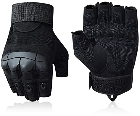 SUJAYU Men's Cycling Gloves, Outdoor Fingerless Gloves for Hiking, Biking, Driving (Black, Medium)
