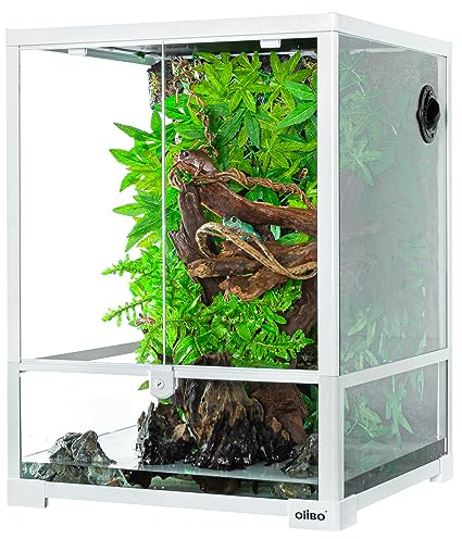 OIIBO 30 Gallon Reptile Tank 18 x 18 x 24 Reptile Terrarium, Full View Glass Terrarium Tank with Double Hinge Door for Reptiles Amphibians, Bearded Dragon Gecko Lizard Snake