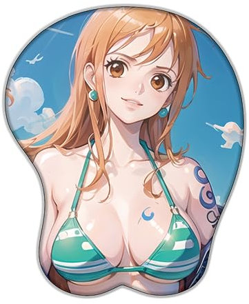 One Piece NaMi 3D Tapis de Souris Anime Tapis de Souris avec Support de Poignet en Gel, pour Bureau, Ordinateur Portable