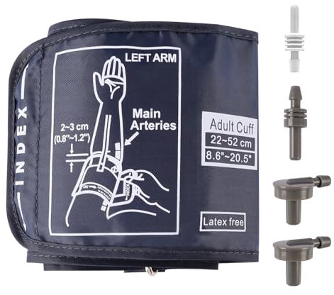 Blutdruckmanschette Ersatz - Comfortable Extra Große Manschette für Erwachsene mit Größe Oberarm, 22-52cm Armumfang, Kompatibel mit den Meisten Blutdruckmessgeräten - 4 Anschlüsse