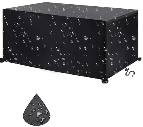 Housse Salon De Jardin Exterieur - 220x115x75cm Housse Table De Jardin Bache Table De Jardin Impermeable Housse De Protection Housses Pour Mobilier De Jardin Anti-Uv Résistant Rectangulaire -Noir