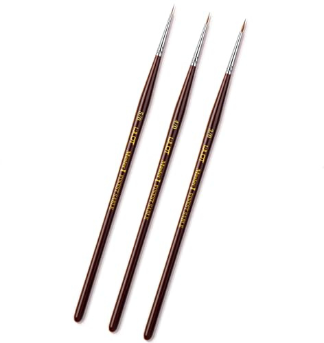 Kolinsky Sable Fine Detail Paint Brushes - 3pcs Detail Paint Brushes for Acrylic Watercor, Small Miniature Paint Brush Set Use for Mini Paints,Paint by Number,Figurine (3/0 4/0 5/0)