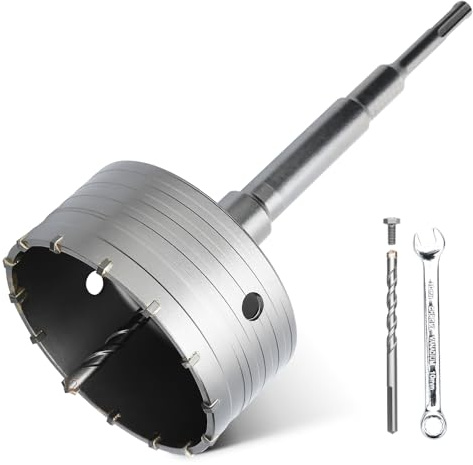 hsawbit 125mm Core Drill Bit SDS Concrete Hole Cutter with 220mm SDS Shank, Masonry Hole Saw Wall Hole Cutter Holesaw for Concrete Brick Wall Stone