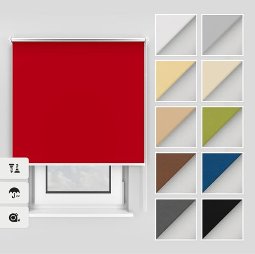 Estika Thermo rollos mit Bohren 60x150 cm Farbe: Rot, Verdunklungsrollo Deckenmontage und Wandmontage, Thermorollo hitzeschutz, Jalousien Fenster