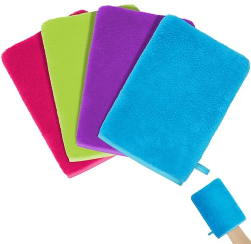 HOTUT Frottee Waschhandschuhe, 4er Set Waschhandschuhe，Waschlappen, Waschhandschuhe aus Korallensamt, Wiederverwendbare Make-up-Entferner Handschuhe, Weiches Gesichtshandschuh, 20x15CM