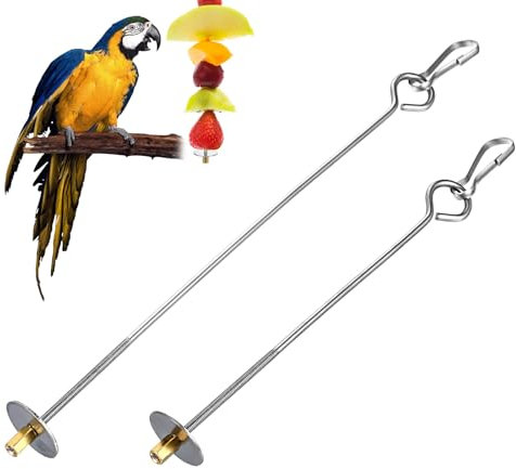 Nogeqi 2 Stück Nymphensittich Futter Hängen, Edelstahl Vogelfutter Wellensittich Käfig Futterspender, Hängende Wellensittiche Futter Halter, Vogel Spielzeug Für Papageien Gemüse Futtersuche (Silber)