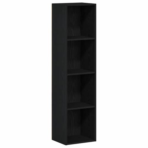 vidaXL | Bokskåp | Svart Ek 36 x 30 x 143 cm Konstruerat trä | Byggd för att klara vardagsbruk, Sparar plats för böcker och dekoration, Matt yta passar alla inredningar