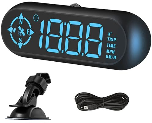 BIZOI GPS Tacho Auto, GPS Speedometer, Head Up Display Auto mit Geschwindigkeitswarner, USB Powered Tachometer für Auto Motorrad, Plug & Play
