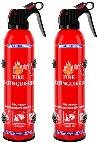 ABC Dry Chemical Fire Extinguisher 2-Pack - Wall Mountable Household Fire Extinguisher for Kitchen Home Boat Marine RV & Business - Compact Portable Non-Toxic Safety Device