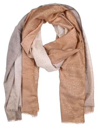 LUMBERJACK Sciarpa da Donna Morbida in Viscosa, Fantasia Sfumata con Glitter, Tortora e Beige, Elegante e Calda, Con Scatola Regalo