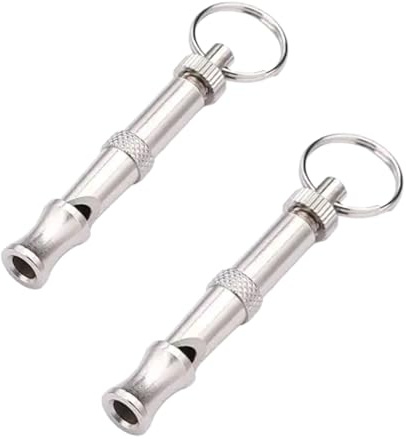 Mooff 2 Pcs Silver Adjustable Ultrasonic Dog Whistle,Portable Whistle Pet Whistle Supersonic Whistle Dog Whistles for Pet Training,Training and Behavior Aids, Dog Whistles