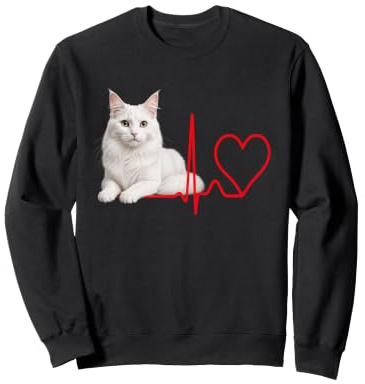 Chat Angora Turc avec Battement de cœur Sweatshirt