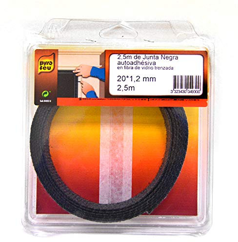 Pyro Feu 20 Joint réfractaire Auto-Collante, Fibre de Verre, Noire, Standard