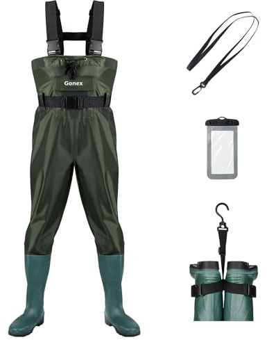 Magreel Chest Waders, Hunting Fishing Waders Fly Fishing Waders for Men Women with Boots, Waterproof Bootfoot Nylon/PVC Wader, Size M10/W12 Green