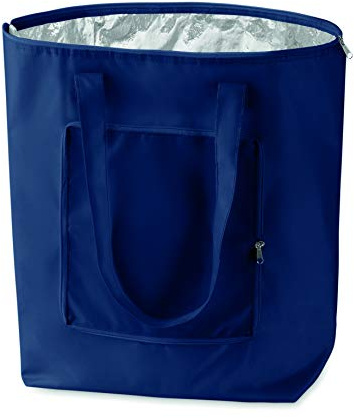 noTrash2003 - Borsa per la spesa pieghevole con custodia, leggera e robusta, con rivestimento interno in alluminio per surgelati, in 6 vivaci colori, Blu scuro, 41 cm x 44 cm x 14 cm