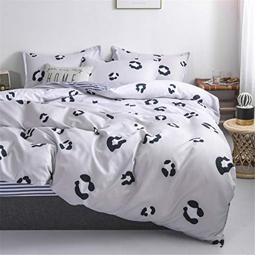 Odot Bettwäsche Bettbezug Set 3 TLG, Bettwäsche-Set 3 Teilig Flaches Muster Mikrofaser Wende Weiche Atmungsaktive mit Bettbezug Kissenbezüge Kinder Mädchen Junge (180x220cm,Grauer Leopard)
