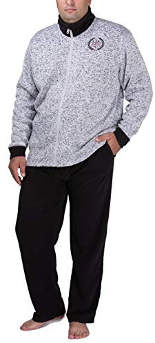 SLOUCHER Fleece Anzug Hausanzug für Herren in Übergröße, Farbe:grau-Melange, Größe:3XL