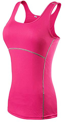 Dam kompressionstank topp ärmlös t-shirt sport löptopp fitness löpning funktion skjorta toppar, rosa, XXL