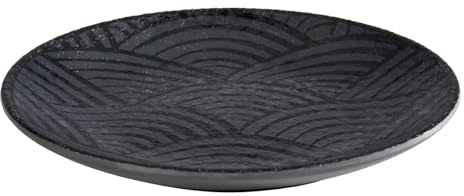 APS Dark Wave 84907 Plate Diameter 14.5 cm Height 1.5 cm Melamine Black Wave Design