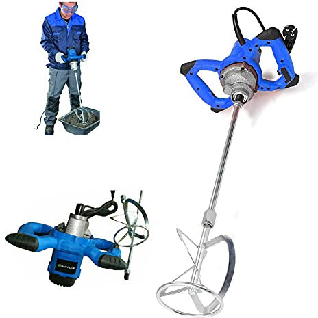 Mélangeur à béton 2600 W avec réglage de la vitesse de rotation 6 vitesses et interrupteur verrouillable avec batteur Ø 120 mm – pour peinture, plâtre et chape
