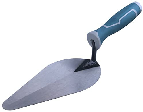 AERZETIX - C54481 - Truelle de stucateur/plâtrier 200x100mm - Outil de maçon - Poignée en caoutchouc/Lame en acier - à bout triangulaire rond