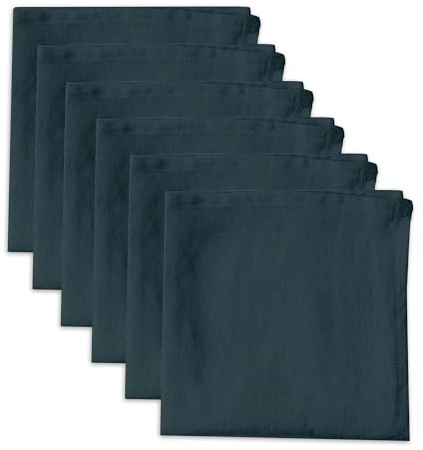 Linendo Tovaglioli di stoffa in 100% puro lino, 38 x 38 cm, colore blu navy, confezione da 6 pezzi, in tessuto naturale di lino europeo, lavabili per casa e cucina