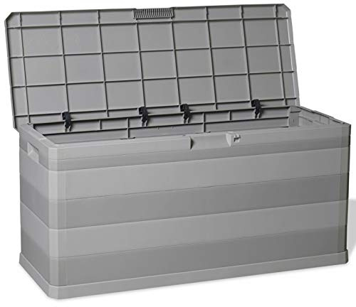Festnight Baúl de Almacenamiento Arcón para Cojines Gris Claro 117x45x56 cm 280 L Arcón Caja Exterior de PP para balcón jardín