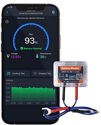 Streetwize Bluetooth Battery Monitor | App Operated | Lead Acid | Car Battery Tester | View Charge Level | Real-Time Info | 12v Monitor (SWBMS1)