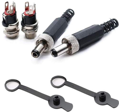 RUNCCI-YUN 2Pezzi Kit 5.5 mm x 2.5 mm DC 12V connettore maschio femmina da pannello,DC 12V connettori alimentazione,connettore saldare DC,Per CCTV Home Security Surveillance Camera