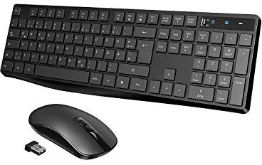 Veilzor Kabellose Tastatur und Maus, 2,4 GHz Slim Full-Size Fortschrittliche Kombi-Tastatur, kabellose Maus, schokoladenfreie Maus, 2-in-1-Empfänger für PC, Notebook, Laptop