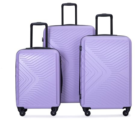 Travelhouse Bali 3-teiliges Kofferset Lila – Elegantes ABS Hartschalen Trolley Set mit 4 Spinnerrollen & TSA-Schloss, robust, leicht & Kratzfest