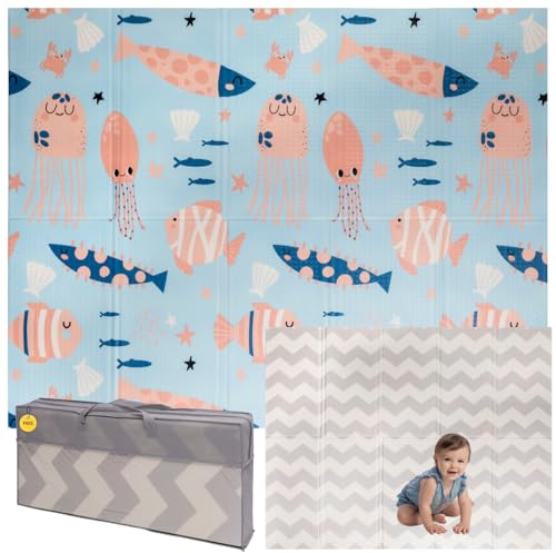 Alfombra Bebe Acolchada Plegable 180x200x1cm – Tapete Actividades Impermeable Reversible – Gimnasio Infantil – Manta Juegos y Regalo Ideal – Parque Infantil Bebé – Tapete Bebé – Colchoneta Suelo