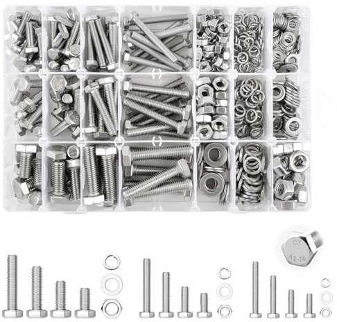 M5 M6 M8 Sechskantschrauben Set 454 Stück, Edelstahl A2 Schrauben Set Mit Muttern Unterlegscheiben, Maschinenschrauben Gewindeschrauben Set Geeignet Für Reparaturen
