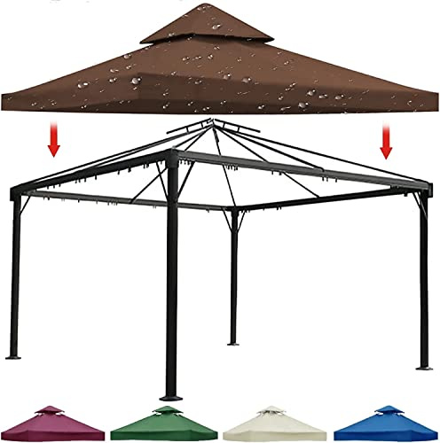 Toldo impermeable de repuesto para pabellón de 2 niveles, parte superior ventilada para pérgola, patio, parrilla, jardín, cubierta duradera para exteriores para una mayor protección
