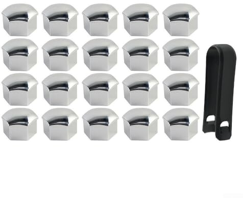 For Tesla For Model 3 For Model S For Model Y Wheel Lug Nut Cap Covers Trim 20 Pcs Set, Silver Plating ABS with Puller for Protection Against Dust and Scratches