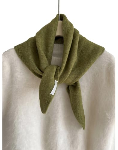 Shangkanlan Triangle Scarf Knitted for Women, Green Winter Neck Multi-Functional Warm Scarf Shawl Wrap Fashion Accessory (green)