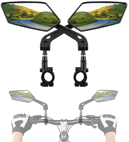 Fahrradspiegel, Rückspiegel Fahrrad, Fahrradspiegel für E-Bike Links und Rechts, Universal Fahrrad Spiegel, für Roller, Mountainbike, Fahrradzubehör, 360° verstellbarer