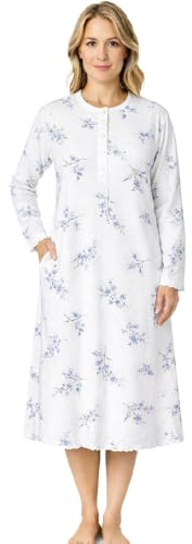 Leedya Camicia da Notte Donna Estiva Made in Italy Maniche Lunghe (Elisa Blu TG M)