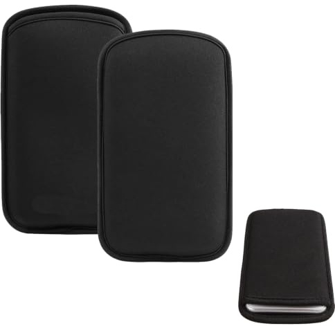 YZIRVNZ Lot de 2 Pochette de Téléphone Universelle en Néoprène - Housse de Protection Antichoc et Souple pour Smartphone, Chaussette de Transport Légère et Anti-Rayures - Noir