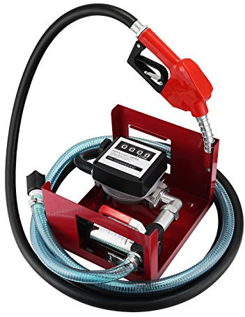 BuoQua 40L/min Pompa Gasolio Elettrica 220V con Pistola Automatica Contatore 220V 600W Pompa Gasolio Elettrice Liquidi Diesel Pompa Gasolio Professionale, Rosso
