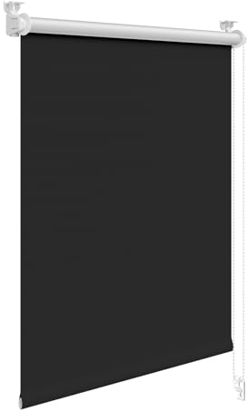 WOLTU Tenda a Rullo Interni Oscurante Klemmfix senza Fori Tenda Avvolgibile Oscurante per Protezione Solare per Finestre e Porte, 80x210 cm [Larghezza Tessuto: 76 cm], Nero