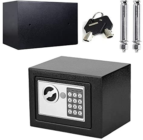Cassaforte di Deposito Elettronica Mini Cassaforte Piccola Mini Cassaforte Elettronica Piccola cassaforte Digitale Cassetta Sicurezza Portatile Hotel sicuro Adatto per i viaggi,Nero，23 * 17 * 17 CM