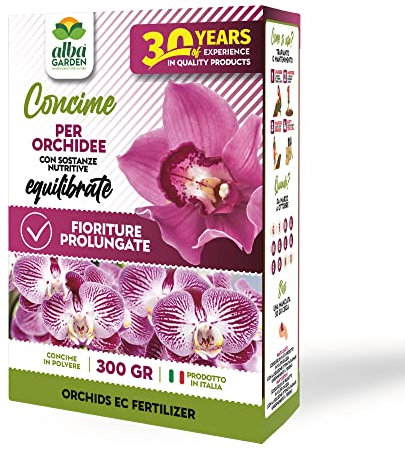 Albagarden - Concime Orchidee - Fertilizzante Solubile Nutriente Granulare Per Abbondanti Fioriture - Ottimo Per Terriccio, Vaso Orchidee E Piante Ornamentali X 300 gr