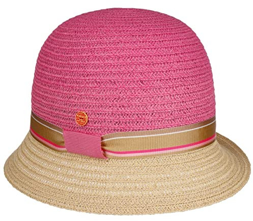 Mayser Nanni Twotone Strohhut Sonnenhut Sommerhut Glockenhut Gartenhut Damenhut Damen - Made in The EU mit Ripsband Sommer Frühling-Sommer - One Size pink